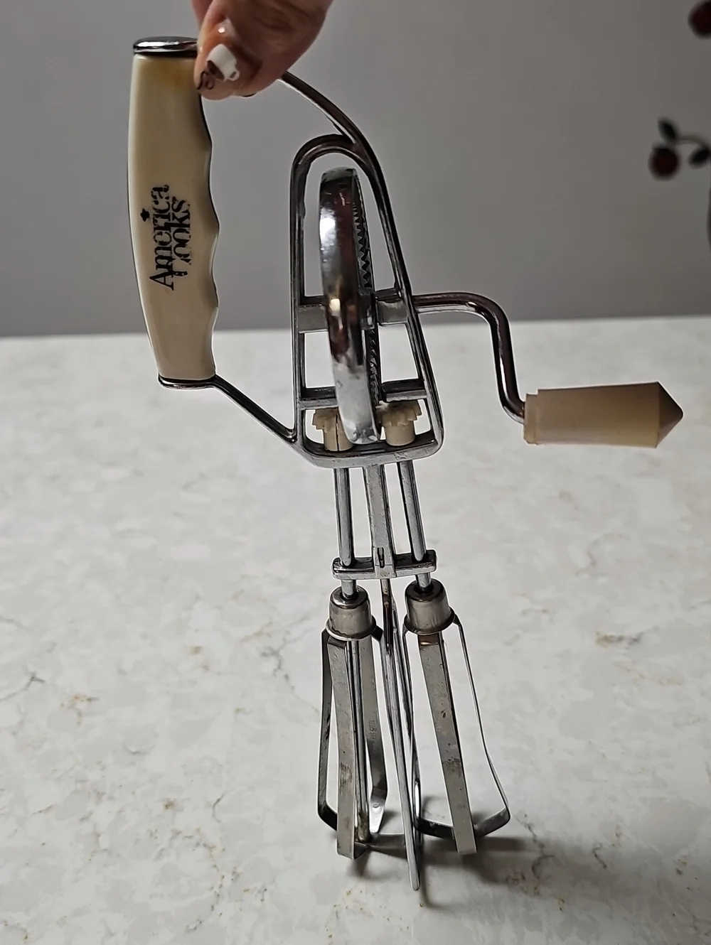 Vintage Hand Mixer in Cream and Chrome